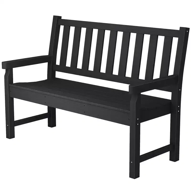 Outsunny Outdoor Bench, 49 All-Weather HDPE Garden Bench, 2-Person Patio Benches with 530 lbs Capacity, Curved Seat for Backyard