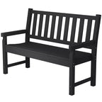 Outsunny Outdoor Bench, 49 All-Weather HDPE Garden Bench, 2-Person Patio Benches with 530 lbs Capacity, Curved Seat for Backyard