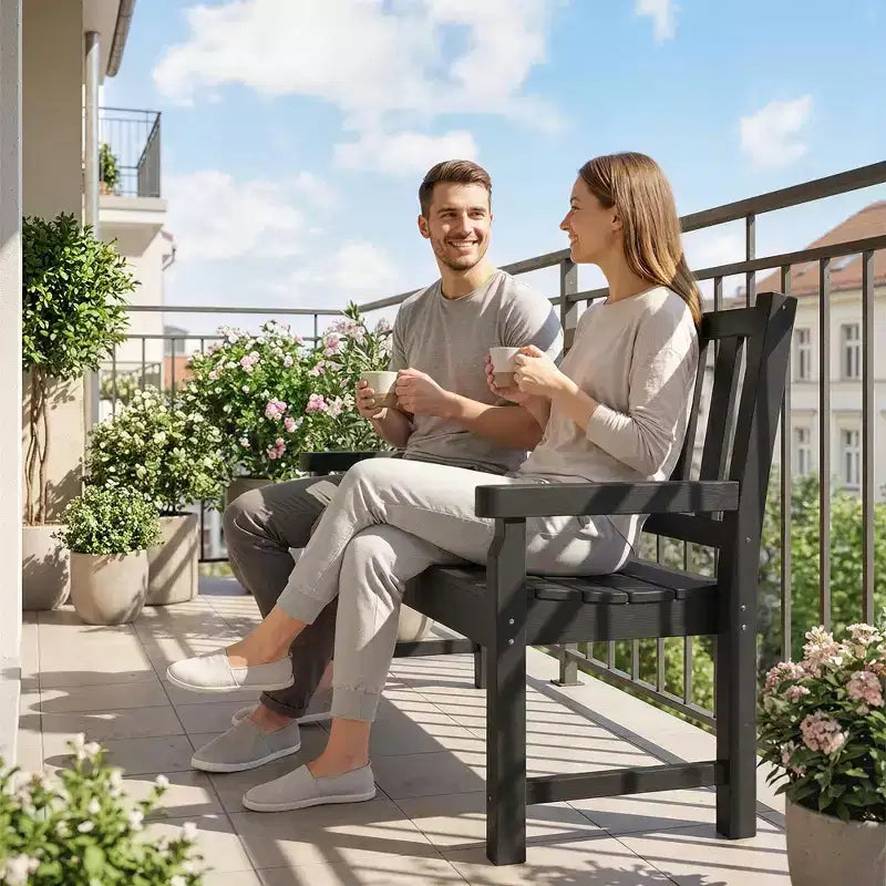 Outsunny Outdoor Bench, 49 All-Weather HDPE Garden Bench, 2-Person Patio Benches with 530 lbs Capacity, Curved Seat for Backyard