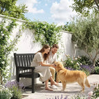 Outsunny Outdoor Bench, 49 All-Weather HDPE Garden Bench, 2-Person Patio Benches with 530 lbs Capacity, Curved Seat for Backyard