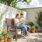 Outsunny Outdoor Bench, 49 All-Weather HDPE Garden Bench, 2-Person Patio Benches with 530 lbs Capacity, Curved Seat for Backyard