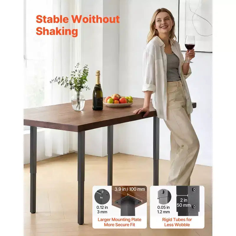 VEVOR Adjustable Table Legs, 24-40 in Square Steel Furniture Legs, 1200 lbs Max Load Heavy Duty, Quick Installation, 4 PCS, Black