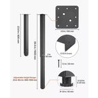 VEVOR Adjustable Table Legs, 24-40 in Square Steel Furniture Legs, 1200 lbs Max Load Heavy Duty, Quick Installation, 4 PCS, Black