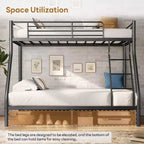 GDFStudio Nikolai Modern Metal Twin Over Full Size Bunk Bed with Ladder Design