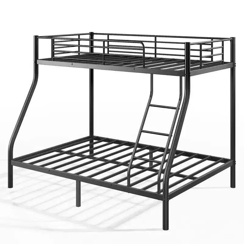 GDFStudio Nikolai Modern Metal Twin Over Full Size Bunk Bed with Ladder Design