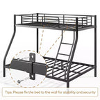 GDFStudio Nikolai Modern Metal Twin Over Full Size Bunk Bed with Ladder Design