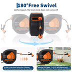 130 ft Retractable Garden Hose Reel, 1/2 in Automatic Rewind Wall Mount Hose, 10-Function Spray Nozzle, 180 Swivel Bracket, Any-Length Lock