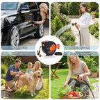 130 ft Retractable Garden Hose Reel, 1/2 in Automatic Rewind Wall Mount Hose, 10-Function Spray Nozzle, 180 Swivel Bracket, Any-Length Lock
