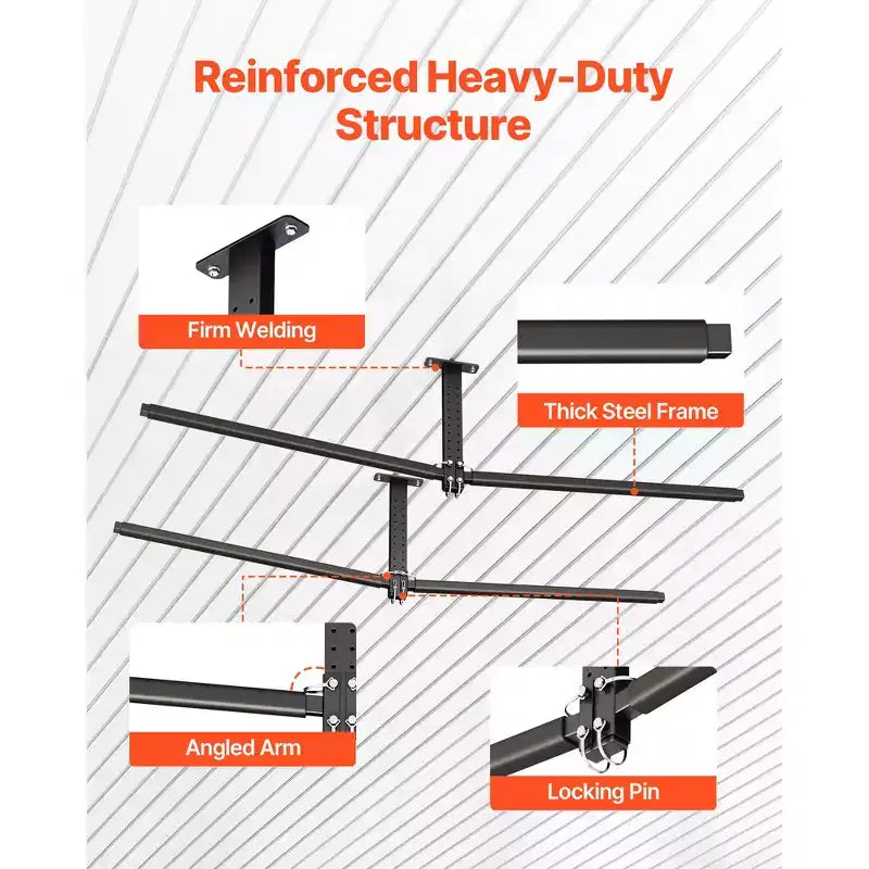VEVOR Kayak Storage Rack for 2 Kayaks, Holds Up to 250 lbs, Heavy Duty Adjustable Ceiling Rack for Garage Ceiling Mount, Black