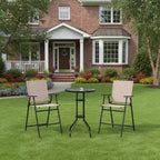 Gymax 3PCS Folding Patio Bistro Set w/ Round Bar Table 1.6 Umbrella Hole Chairs for Yard Patio and Poolside