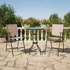 Gymax 3PCS Folding Patio Bistro Set w/ Round Bar Table 1.6 Umbrella Hole Chairs for Yard Patio and Poolside