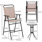 Gymax 3PCS Folding Patio Bistro Set w/ Round Bar Table 1.6 Umbrella Hole Chairs for Yard Patio and Poolside