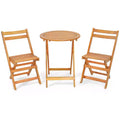 Gymax 3 PCS Folding Patio Bistro Set w/ Solid Acacia Wood Table & Chairs Slatted Design for Breathability for Garden Patio Poolside