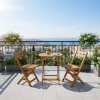 Gymax 3 PCS Folding Patio Bistro Set w/ Solid Acacia Wood Table & Chairs Slatted Design for Breathability for Garden Patio Poolside