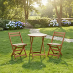 Gymax 3 PCS Folding Patio Bistro Set w/ Solid Acacia Wood Table & Chairs Slatted Design for Breathability for Garden Patio Poolside