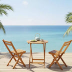 Gymax 3 PCS Folding Patio Bistro Set w/ Solid Acacia Wood Table & Chairs Slatted Design for Breathability for Garden Patio Poolside