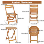 Gymax 3 PCS Folding Patio Bistro Set w/ Solid Acacia Wood Table & Chairs Slatted Design for Breathability for Garden Patio Poolside