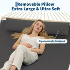 12FT Double Quilted Hammock with Spreader Bar - Outdoor Hammock for 2 Persons (450lbs Capacity) - Patio, Backyard & Poolside Use