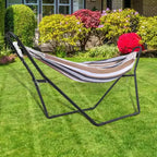 Heavy Duty Adjustable Hammock Stand - 9-14ft Portable Steel Frame for 2 People (Black, 550lbs Capacity) - Patio, Balcony & Backyard Use