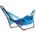 Heavy Duty Adjustable Hammock Stand - 9-14ft Portable Steel Frame for 2 People (Black, 550lbs Capacity) - Patio, Balcony & Backyard Use