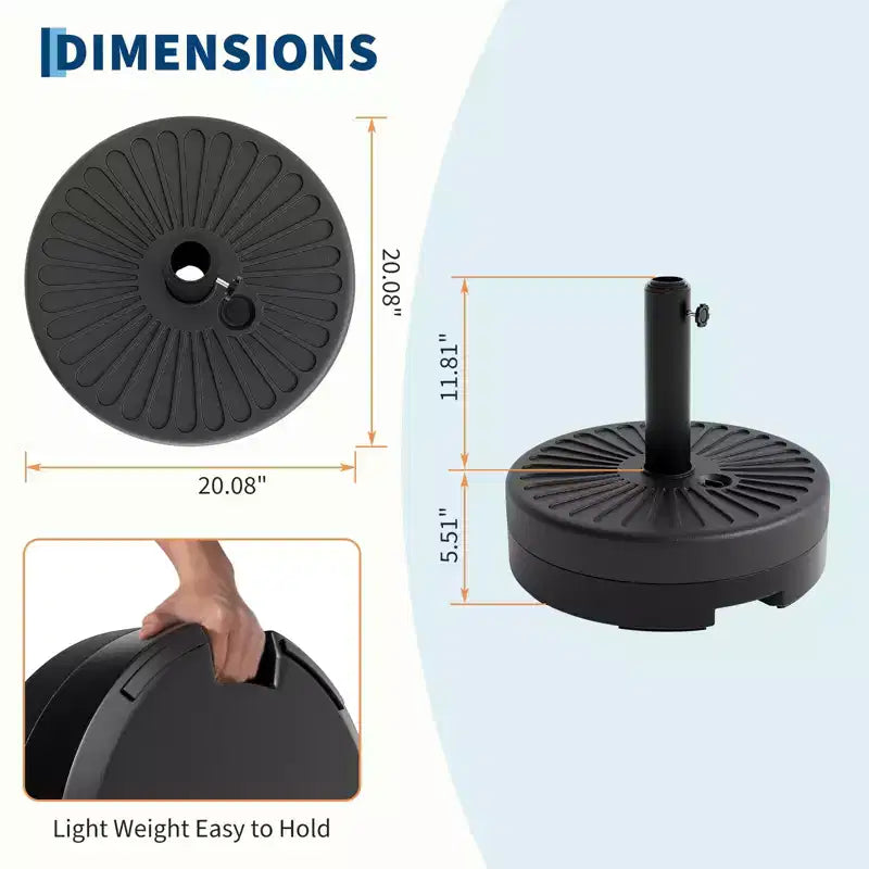 Heavy-Duty Water-Filled Patio Umbrella Base Stand, Sturdy Weatherproof Parasol Holder for Yard & Lawn