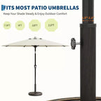 Heavy Duty Round Patio Umbrella Base, 26.5 lb Resin Stand, Adjustable Pole Adapter for 1.5-2.1  Fits 7.5-11FT Market Umbrellas