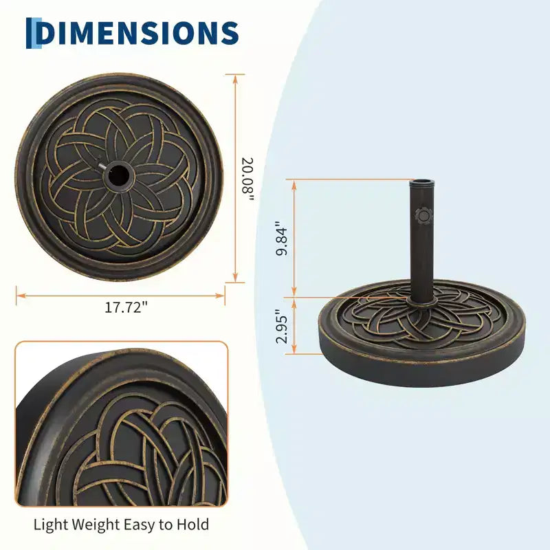 Heavy Duty Round Patio Umbrella Base, 26.5 lb Resin Stand, Adjustable Pole Adapter for 1.5-2.1  Fits 7.5-11FT Market Umbrellas