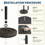 Heavy Duty Round Patio Umbrella Base, 26.5 lb Resin Stand, Adjustable Pole Adapter for 1.5-2.1  Fits 7.5-11FT Market Umbrellas