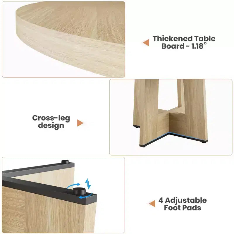 Modern 47 Inch Round Dining Table for 4 to 6, Kitchen Dinner Table with Sturdy Pedestal Base, Space Saving Circle Dining Room Table for Small Spaces