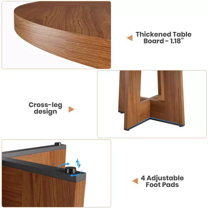 Modern 47 Inch Round Dining Table for 4 to 6, Kitchen Dinner Table with Sturdy Pedestal Base, Space Saving Circle Dining Room Table for Small Spaces