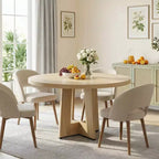 Modern 47 Inch Round Dining Table for 4 to 6, Kitchen Dinner Table with Sturdy Pedestal Base, Space Saving Circle Dining Room Table for Small Spaces