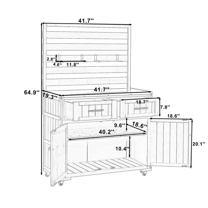 Whisen 64.9 Large Patio Kitchen Island Carts with Sink, Garden Potting Bench, Outdoor Bar Grill BBQ Cart with Stainless Top
