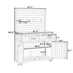 Whisen 64.9 Large Patio Kitchen Island Carts with Sink, Garden Potting Bench, Outdoor Bar Grill BBQ Cart with Stainless Top
