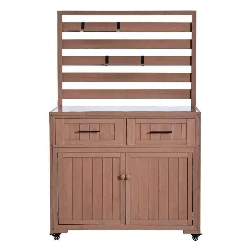 Whisen 64.9 Large Patio Kitchen Island Carts with Sink, Garden Potting Bench, Outdoor Bar Grill BBQ Cart with Stainless Top
