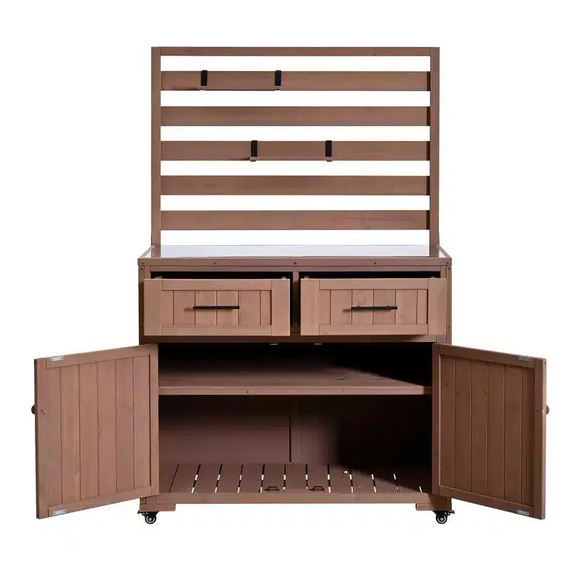 Whisen 64.9 Large Patio Kitchen Island Carts with Sink, Garden Potting Bench, Outdoor Bar Grill BBQ Cart with Stainless Top