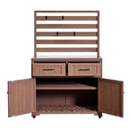 Whisen 64.9 Large Patio Kitchen Island Carts with Sink, Garden Potting Bench, Outdoor Bar Grill BBQ Cart with Stainless Top
