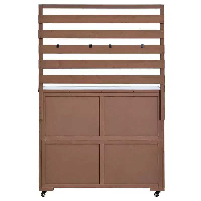 Whisen 64.9 Large Patio Kitchen Island Carts with Sink, Garden Potting Bench, Outdoor Bar Grill BBQ Cart with Stainless Top