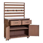 Whisen 64.9 Large Patio Kitchen Island Carts with Sink, Garden Potting Bench, Outdoor Bar Grill BBQ Cart with Stainless Top