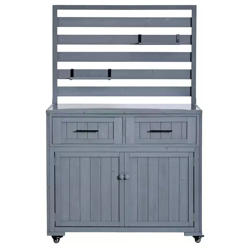 Whisen 64.9 Large Patio Kitchen Island Carts with Sink, Garden Potting Bench, Outdoor Bar Grill BBQ Cart with Stainless Top
