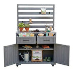 Whisen 64.9 Large Patio Kitchen Island Carts with Sink, Garden Potting Bench, Outdoor Bar Grill BBQ Cart with Stainless Top