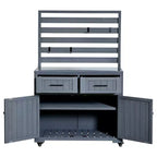 Whisen 64.9 Large Patio Kitchen Island Carts with Sink, Garden Potting Bench, Outdoor Bar Grill BBQ Cart with Stainless Top