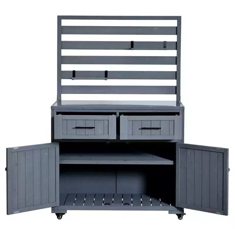 Whisen 64.9 Large Patio Kitchen Island Carts with Sink, Garden Potting Bench, Outdoor Bar Grill BBQ Cart with Stainless Top