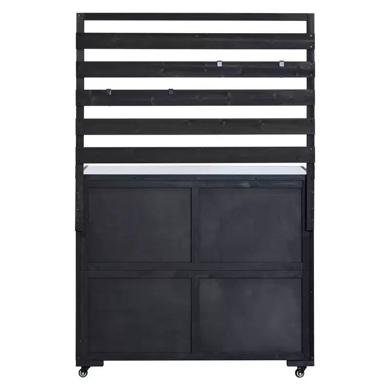 Whisen 64.9 Large Patio Kitchen Island Carts with Sink, Garden Potting Bench, Outdoor Bar Grill BBQ Cart with Stainless Top