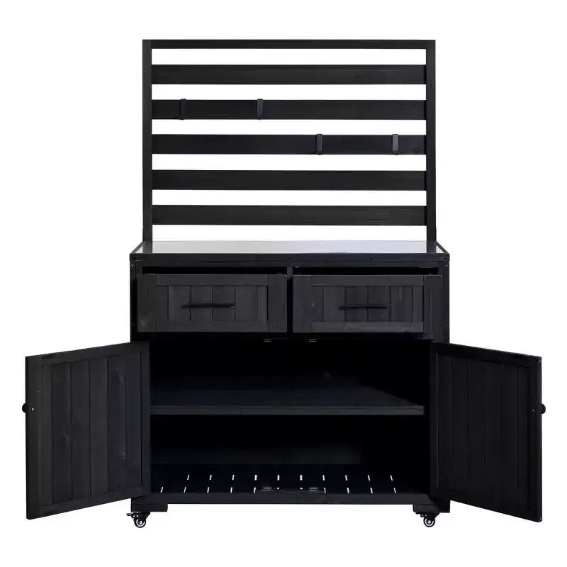 Whisen 64.9 Large Patio Kitchen Island Carts with Sink, Garden Potting Bench, Outdoor Bar Grill BBQ Cart with Stainless Top