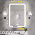 FAMYYT 20 in. W x 28 in. H Rectangular Iron Medicine Cabinet with Mirror, Dimmable LED Light, Anti-Fog and Outlets - Fully Assemble