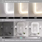 FAMYYT 20 in. W x 28 in. H Rectangular Iron Medicine Cabinet with Mirror, Dimmable LED Light, Anti-Fog and Outlets - Fully Assemble