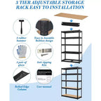 Storage Shelves,36x18x72 Garage Shelving Heavy Duty Metal Adjustable Garage Shelves,5-Tier Adjustable Shelving Units,,Metal Storage Utility Racks