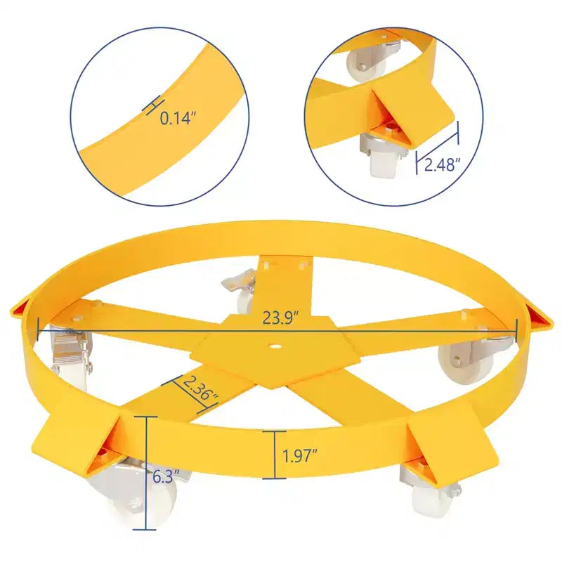 55 Gallon Drum Dolly Heavy Duty 1000 Pound Trash Can Dolly with 4 /5 Swivel Casters Wheel Steel Frame Non Tipping Hand Truck Capacity Dollies