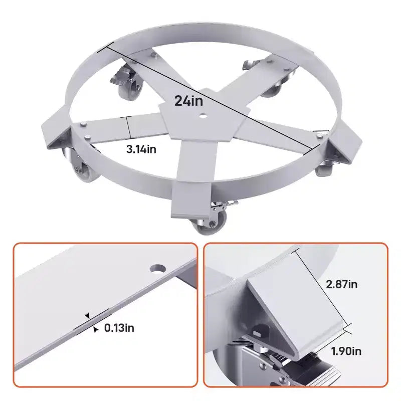55 Gallon Drum Dolly Heavy Duty 1000 Pound Trash Can Dolly with 4 /5 Swivel Casters Wheel Steel Frame Non Tipping Hand Truck Capacity Dollies