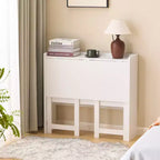 FurnitureR Folding Desk with Storage Shelf, Small Space Drop Leaf Computer Desk with Bookshelf, Writing Desk for Home Office, Bedroom, Apartment